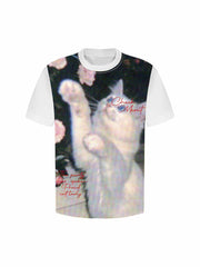 Retro Cute Cat Print T-shirt