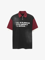 Retro Letter Printing Dirty POLO T-shirt