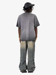 Washed Spray Color Gradient Letter Print T-shirt