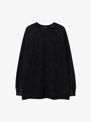 Letter Print Dirty Ink Round Neck Long Sleeve T-Shirt