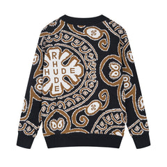 RHUDE micro-logo letter totem jacquard round neck sweater
