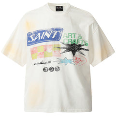 SAINT MICHAEL Retro Print Washed T-Shirts