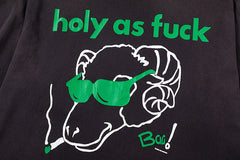 Saint Michael Cotton Green Glasses Sheep Head Printed T-Shirt