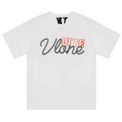 VLONE Rope Letter Big V Print Hip Hop T-Shirt