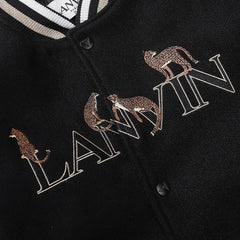 LAVIN Logo Embroidered Leopard Jacket