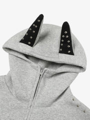 Rivet Doberman Cardigan Zipper Hooded Sweatshirt