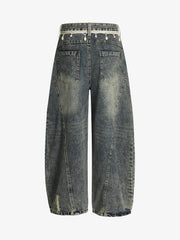Vintage Washed Ripped Scimitar Jeans