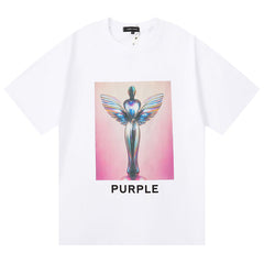 Purple Brand Logo Letter Pattern Print T-Shirt