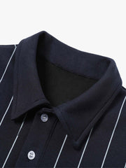 Faux Two-piece Vertical Striped POLO Shirt T-shirt