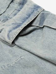 Vintage Washed Ripped Multi-pocket Work Jeans