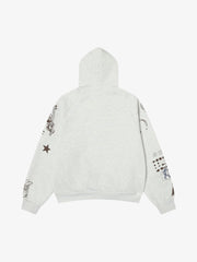 Street Retro Cat Graffiti Hooded Zipper Sweatshirt