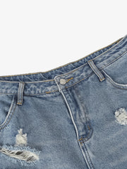 Camouflage Patchwork Ripped Cargo Jeans - 2452