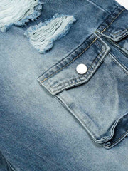 Retro Ripped Cargo Jeans