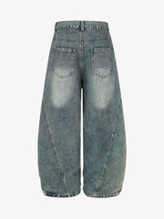 Leopard Print Paneled Loose-Fitting Scimitar Jeans