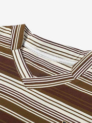 Letter Badge Number Print Striped Long Sleeve T-Shirt