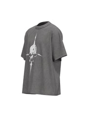 Distressed Skull Cross Graphic T-Shirt - 2445