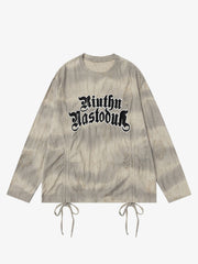 Lazy Drawstring Letter Hole T-shirt