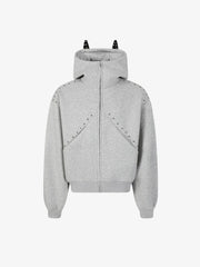 Rivet Doberman Cardigan Zipper Hooded Sweatshirt
