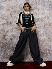 Contrast Color Motorcycle Print T-shirt - 2325