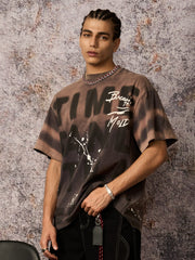 Ink Splash Letter Print T-shirt - 2414