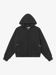 Retro Plaid Lining Zip Up Hooded Sweatshirt