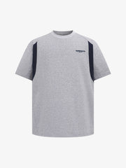Retro Contrast Color Embroidered Letter T-shirt