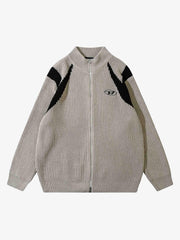 Thesupermade Color Block Zipper Sweater Jacket-1509