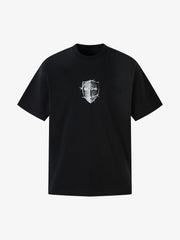 Heavy Cotton Washed Cross Shield Print T-shirt