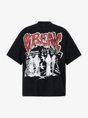 Graphic "BREAK" Print T-Shirt - 2431