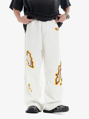 Street Flame Towel Embroidered Jeans