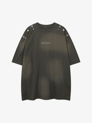 Thesupermade Washed Embroidered Street Rap T-Shirt - 2102