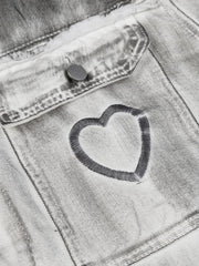 Distressed Denim Embroidery Jacket