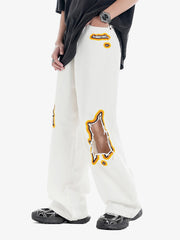 Street Flame Towel Embroidered Jeans