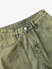 Washed Distressed Ripped Barrel Jeans