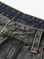 Washed Dirty-Dye Straight Jeans - 2352