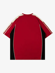 Color-Blocked Strip Racing T-shirt - 2076