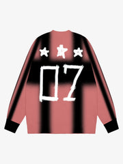Thesupermade Color Contrast Print Long Sleeve Jersey T-shirt - 2307